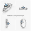 Pierścienie klastrowe pierścienie klastra 925 SIER Crown Molding Niebieski cyrkon Kobiety moda biżuteria 2022 szterling okrągły pierścień biżuteria pierścień dhrse