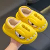 Children's cotton slippers Winter children's EVA step on poo feeling dinosaur bag for boys and girls with baby waterproof warm cotton shoes for children green