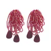 Boucles d'oreilles pendantes Dvacaman multicouche perlée pétale gland pour femmes Vintage rouge fait à la main perle de riz déclaration goutte Bijoux de mariage