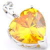 Luckyshine 6 pçs 1 lote doce brilhante amarelo cristal coração zircônia cúbica pedra preciosa 925 prata esterlina feminino colares de casamento pingente 336k