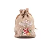 Gift Wrap 5Pcs Lot Xmas Natural Jute Bags 10x14 13x18cm Christmas Candy Bag Drawstring Pouches Nice Bracelet Jewelry Packaging 231017