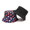 Berets Sommer Fischer Hüte Mode Obst Gedruckt Panama Eimer Reversible Bob Chapeau Femme Hip Hop Caps Gorro Männer Sonne