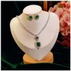 Smyckesuppsättningar för kvinnor S925 Sterling Silver Emerald ädelstenörhängen glittrande halsband Klassiska fina smycken droppe263t