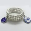 Strand Varrival Yunan Mektup Topluluğu Zeta Phi Beta Sorority Rhinestone Metal Kolye İmitasyonu İnci Elastik Bilezik