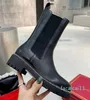 Black leather womens low heel Martin Boots heavy duty luxury designer brands for women Fashion Boot