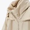 Femmes Down Parkas Malina Woded Women Women Fashion Beige Pu En cuir M manteins côté zipper Split Long Coton Vestes Medies 231017