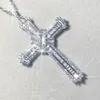 Original utsökta Bibeln Jesus Cross Pendant Necklace Women Men Luxury Fine Jewelry Crucifix Charm Simulated Diamond200Z