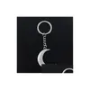 Nyckelringar nya 20st/parti DIY Key Ring Accessories Antik Sier Zinc Alloy Moon Charms Chain Keychain Jewelry Dhtlf