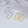 U Shaped Square Hoop Earrings for Women Luxury Stainless Steel Circle Earring New Trending Wedding Aesthetic Girls Jewelry