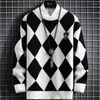 Pulls pour hommes 2023 Hiver Haut de gamme Luxe Argyle Plaid Cachemire Pull Hommes Épais Chaud Hommes De Noël Modèle De Mode Pull