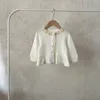 Jacken Koreanischer Stil Herbst Baby Mädchen Hemden Blusen Beige Braun Spitzen aushöhlen Rand Plissee Kleider Kleinkind Strickjacken Mäntel