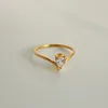 Nowy INS modny 18K PVD Gold Stated Stal nierdzewna minimalistyczna urocza geometryczna biała cyrkon Niestandardowy pierścień