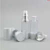Botella de bomba de loción sin aire recargable transparente de 200 x 30 ml con tapa de aluminio plateado Contenedores de 1 oz Good Glrmn