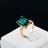 Natural Emerald Ring Zircon Diamond Rings for Women Engagement Wedding Rings with Green Gemstone Ring 14K Rose Gold Fine Jewelry264a