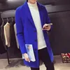 Men's Wool Blends Men Long Cotton Coat 2023 Autumn Winter Blend Pure Color Casual Business Fashion Slim Windbreaker Jacket Clothing 231018