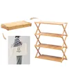 Camp Furniture Outdoor Rack Camping Foldable Multi-layer Portable Installation-free Bamboo Storage Rack Multifunctional Folding Table With Bag 231018