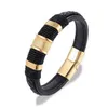 Mehrschichtiges geflochtenes Armband aus echtem Leder, Titan-Edelstahl-Magnetschnalle, Armband für Herren, geflochtenes Armband, Schmuck Q0719278s