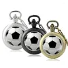 Montres de poche mode Football Design verre Cabochon montre à Quartz Vintage hommes femmes noir pendentif collier chaîne heures horloge
