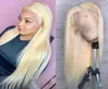 Blond spetsfront peruk mänskliga hår peruker före plockad brasiliansk rak 13x1 djup del 613 honung blond färg hd spets frontala wig69378082071