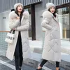Kvinnors dikerockar 2023 Korean Down Cotton Coatwomen Long Winter Puffer Parkas tjockare varm huva Bomullsupplagd jacka-dragkedja