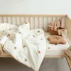 Blankets Swaddling Embroidered Bear Cotton With Filler Winter Infant Thermal Quilt Lovely Bear Pattern Duvet born Crib Beddings 231017