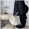 Shoulder Bags Bags Fasion Pleated Crossbody andbags PU Leater Women Solid Color Bucket Coin Purse Casual Office Bagsstylishhandbagsstore