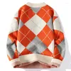 Men's Sweaters 2023 Winter Fashion Argyle Sweater Men Korean Streetwear High End Thick Warm Mens Casual Male Christmas Pullovers