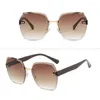 Sunglasses Fashion Women Outdoor Frameless Cut Edge Sun Glasses Dual Color Gradient Goggle Beach Windproof Driving Eyewears