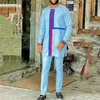 Trainingspakken voor heren Dashiki-kleding Kleurenblok Gedrukt Ronde hals Lange mouw Heren Outfit Afrikaanse etnische stijl 2-delige set Trouwjurk M-4XL