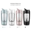 Vattenflaskor 650 ml USB Electric Portable Whey Protein Shaker Bottle Fullständig automatisk omrörande kopp laddningsbar Gym BA Gratis cocktailblandning 231018