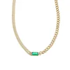 Chains Fashion Accessories Titanium Steel Necklace With Green Stone Female