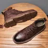 Persoonlijkheidsstijl 703 Street Mens enkel vintage lederen mannelijke motorfiets laarzen modelicht casual schoenen antiskid sneakers 231018