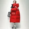 Parkas pour femmes 2023 hiver à capuche Xlong 90 manteau de canard blanc femmes brillant imperméable épais vêtements amples Parka chaude veste de neige 231017