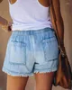 Jeans pour femmes 2023 Summer Style européen Street Hipster Taille élastique Mince Denim Shorts Femmes