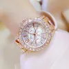 Wristwatches BS Letter 38mm Big Rocks Women Crystal Diamond Watches Luxury Quartz Analog Gold Silver Rose Color Iced Out Dress Wristwatch