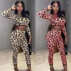 Pantalon de deux pièces pour femmes Leopard Bodycon Set Femmes Co Ord Ensembles Automne Col Roulé Anniversaire Sexy Club Tenues À Manches Longues Skinny Assorti