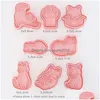 Baking Moulds Mods 8Pcset Cookie Cutter Stamp Cat Shape Mold Pastry For Biscuits Animal Run Kingdom Type Cake Decor Cutters 230923 D Dhnsq