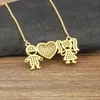 Chaînes AIBEF Mignon Sweet BoyGirl Forme Coeur Pendentif Femmes Collier Cuivre Zircon Exquis Bijoux Enfants Anniversaire Fête des Mères Cadeau