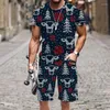 Survêtements pour hommes Survêtement T-shirt Ensemble Modèle de Noël Hip-Hop Harajuku 3D Imprimé Plage Été Casual Mode Street Outfit