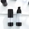 new 15ml 30ml 50ml black airless pump bottle empty,30 ml plastic airless Refillable Bottles Xeolt