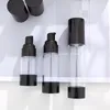 new 15ml 30ml 50ml black airless pump bottle empty,30 ml plastic airless Refillable Bottles Xeolt