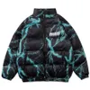 Parkas de plumón para hombre, chaqueta acolchada con gráfico de relámpago, abrigo de burbuja grueso de invierno para hombre, ropa de calle, chaquetas acolchadas informales holgadas de Hip Hop 231017