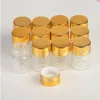 5ml Glazen Flessen Aluminium Dop Gouden deksel Lege Transparante Heldere Vloeistof Geschenkcontainer Wenspotten 50pcsgood aantal Kshud