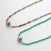 Chaînes de perles de cristal de verre de couleur européenne et américaine, chaîne de clavicule de style bohème, collier pendentif en perles