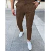 Pantalon à carreaux pour hommes, décontracté, à rayures progressives, pour affaires, fête sociale, costume formel, extensible, confortable, crayon, nouveau