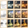 Decorative Objects Figurines 3 Colour Gradient Led Painting Table Lamp USB Plug Artwork Night Light Living Room Kitchen Bedroom Wall Lights Gifts 231017