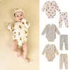 Baby herfst lente kleding lange mouw romper tops en broek zacht katoen print jumpsuit pasgeboren bodysuit peuter kledingset