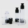 30 x 30ml 50ml Rebillable Beauty Airless 플라스틱 병이있는 검은 펌프 클리어 커버 1oz 크림 컨테이너 good pxepn