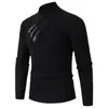 Camisolas masculinas Stand Collar Sweater Homens Retro Manga Longa Malha Top Masculino Roupas Europeias e Americanas Tamanho Grande Tee Chivalric