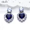Dangle & Chandelier Charming Beautiful Big Blue Stones Earring Female Jewellery Heart Design Women's Drop Earrings Gifts For 252U